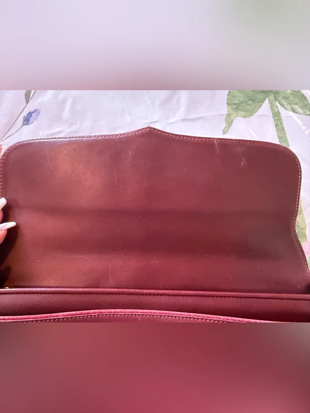 Cartier Maroon Leather Clutch with Gold Logo Oval - Picture 4 of 16